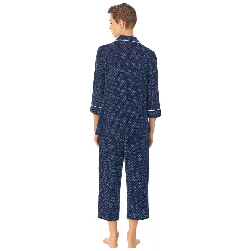 Lauren Ralph Lauren Cotton Jersey 3/4 Sleeve Classic Notch Collar PJ Set image number 1